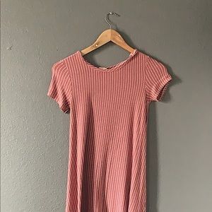 Pink and white striped dress <3